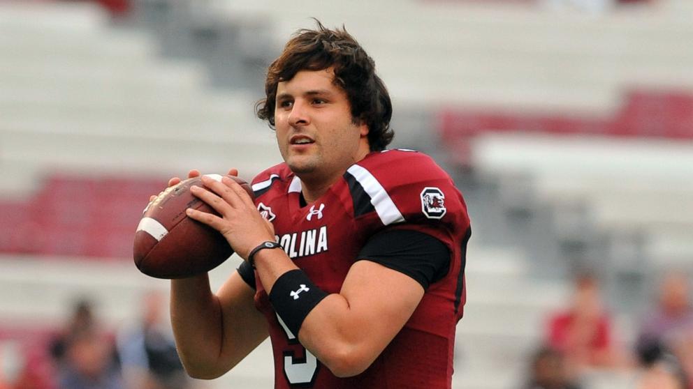 PHOTO: Quarterback Stephen Garcia of the South Carolina Gamecocks warms up for play against the Navy Midshipmen September 17, 2011 at Williams-Brice Stadium in Columbia, South Carolina.