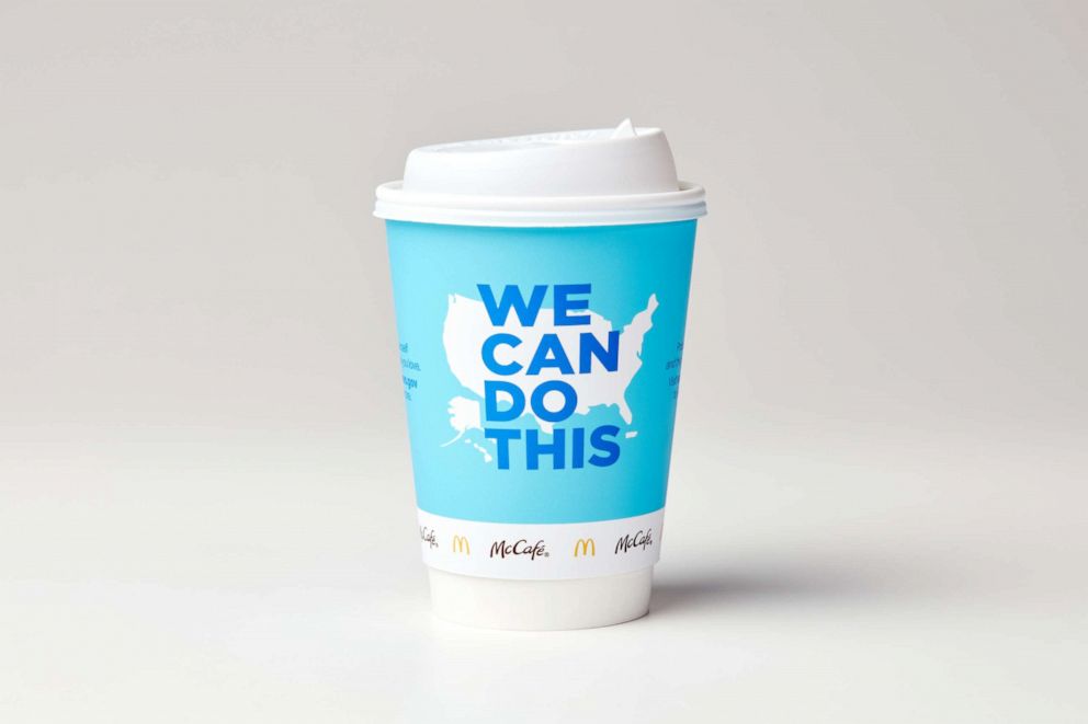 PHOTO:  McDonald's partnered with the Biden Administration to create new coffee cups that lead customers to learn more about how to protect themselves and others from COVID-19.
