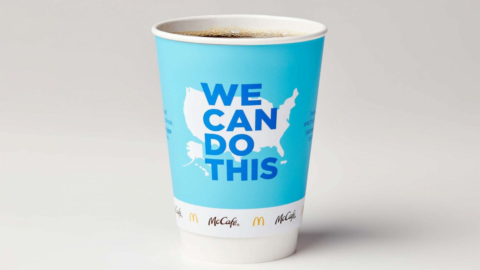 PHOTO: McDonald's partnered with the Biden Administration to create new coffee cups that lead customers to learn more about how to protect themselves and others from COVID-19.