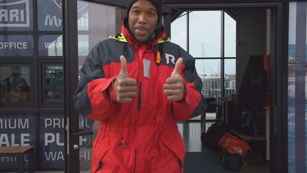 PHOTO: "Good Morning America's" Michael Strahan explores Easter Island from the water.