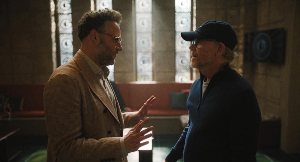 PHOTO: Seth Rogen and Ron Howard in "The Studio," premiering March 26, 2025 on Apple TV+.