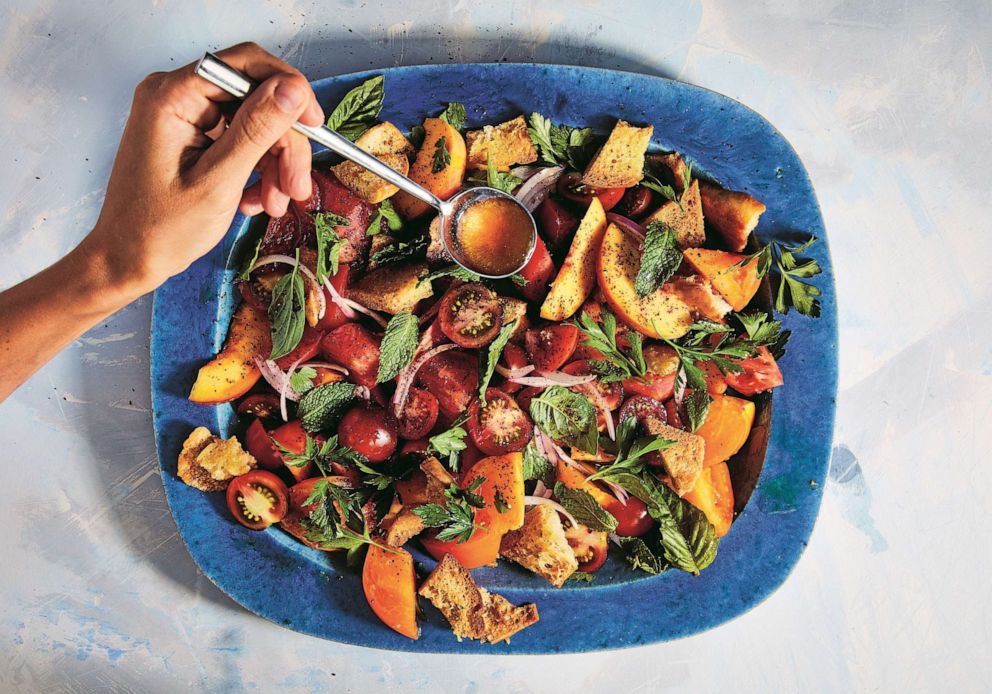 PHOTO: Summer Pita Fattoush with Peaches, Tomatoes, and Basil.