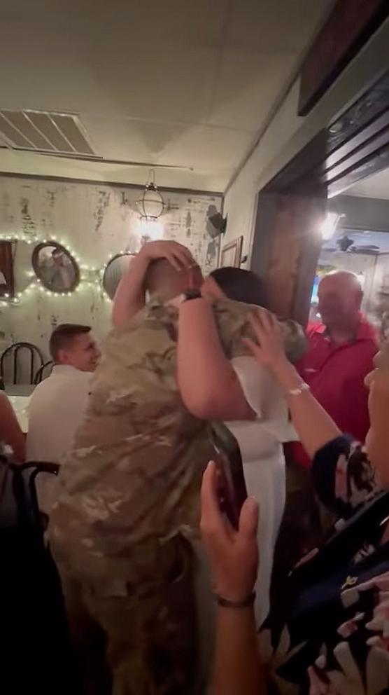 PHOTO: India Jones’ brother, who was deployed with the military, surprised her at her wedding rehearsal in Forest, Virginia.