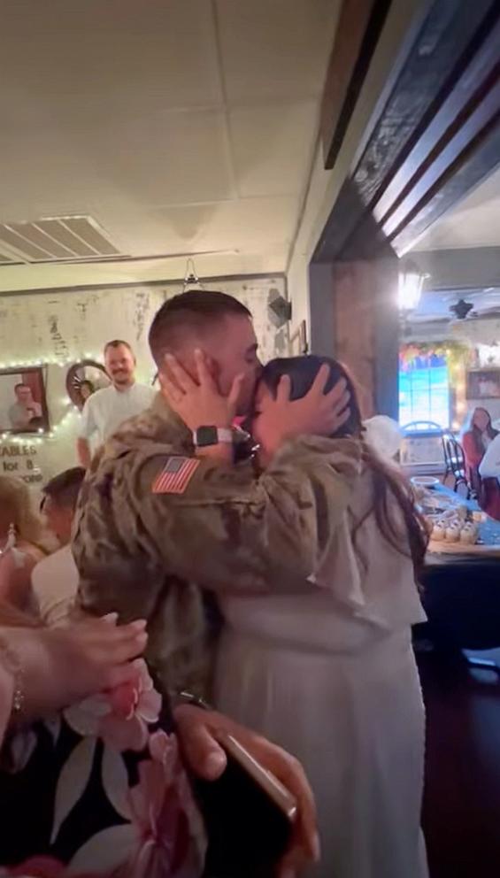 PHOTO: India Jones’ brother, who was deployed with the military, surprised her at her wedding rehearsal in Forest, Virginia.