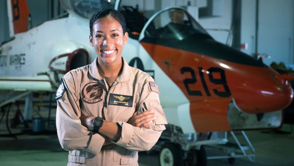 PHOTO: Lt. j.g Madeline Swegle will receive her Wings of Gold during a small ceremony at Naval Air Station in Kingsville, Texas, on July 31.