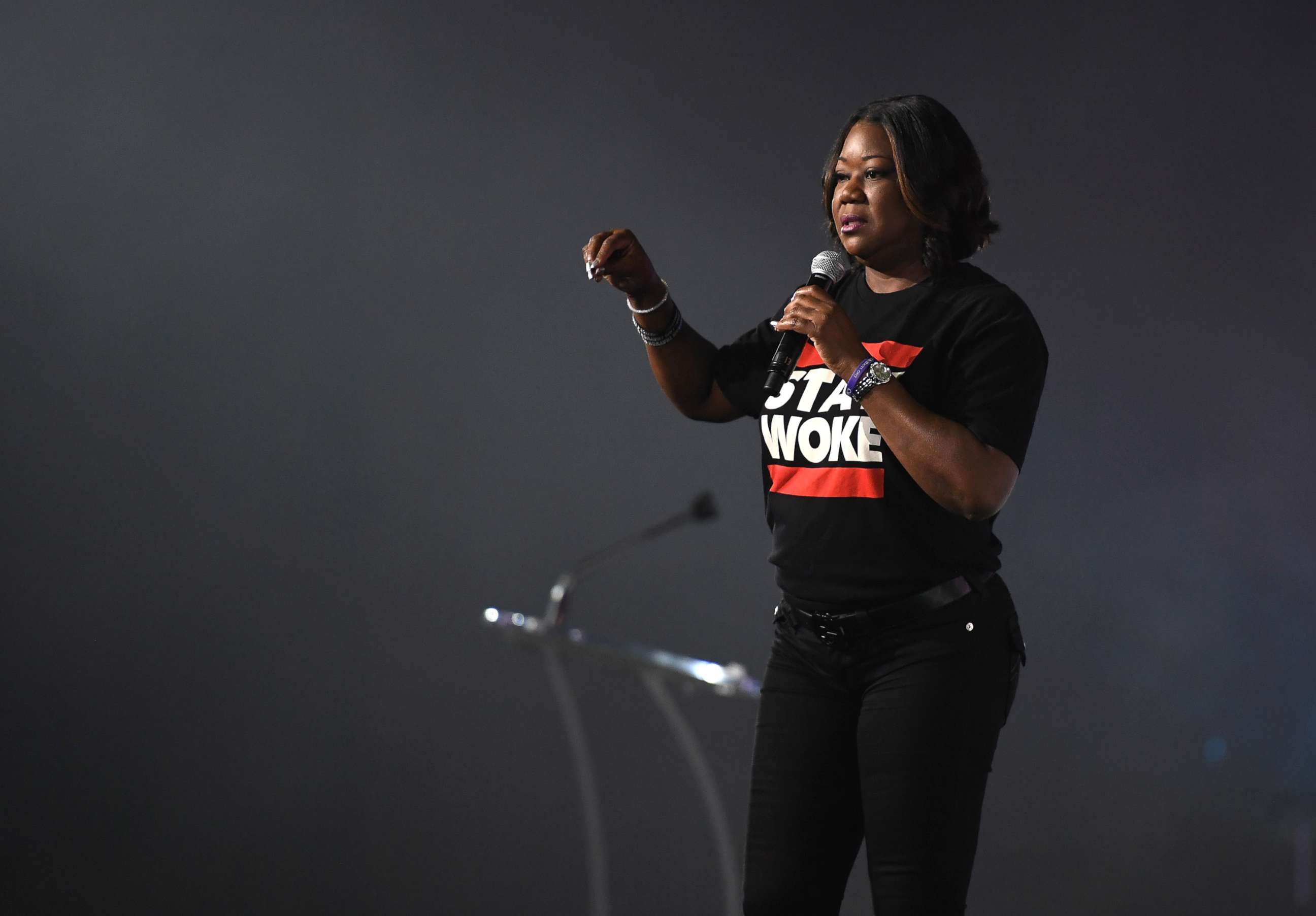 PHOTO: Sybrina Fulton, mother of Trayvon Martin, speaks onstage at the 2017 ESSENCE Festival, June 30, 2017, in New Orleans.