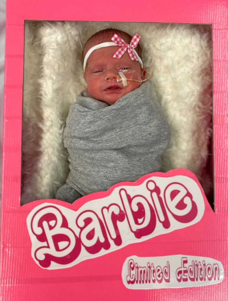 PHOTO: The hospital staff at Texas Health Harris Methodist Hospital Southwest Fort Worth dressed up their NICU patients for a Barbie-themed photo shoot on Aug. 2, 2023.