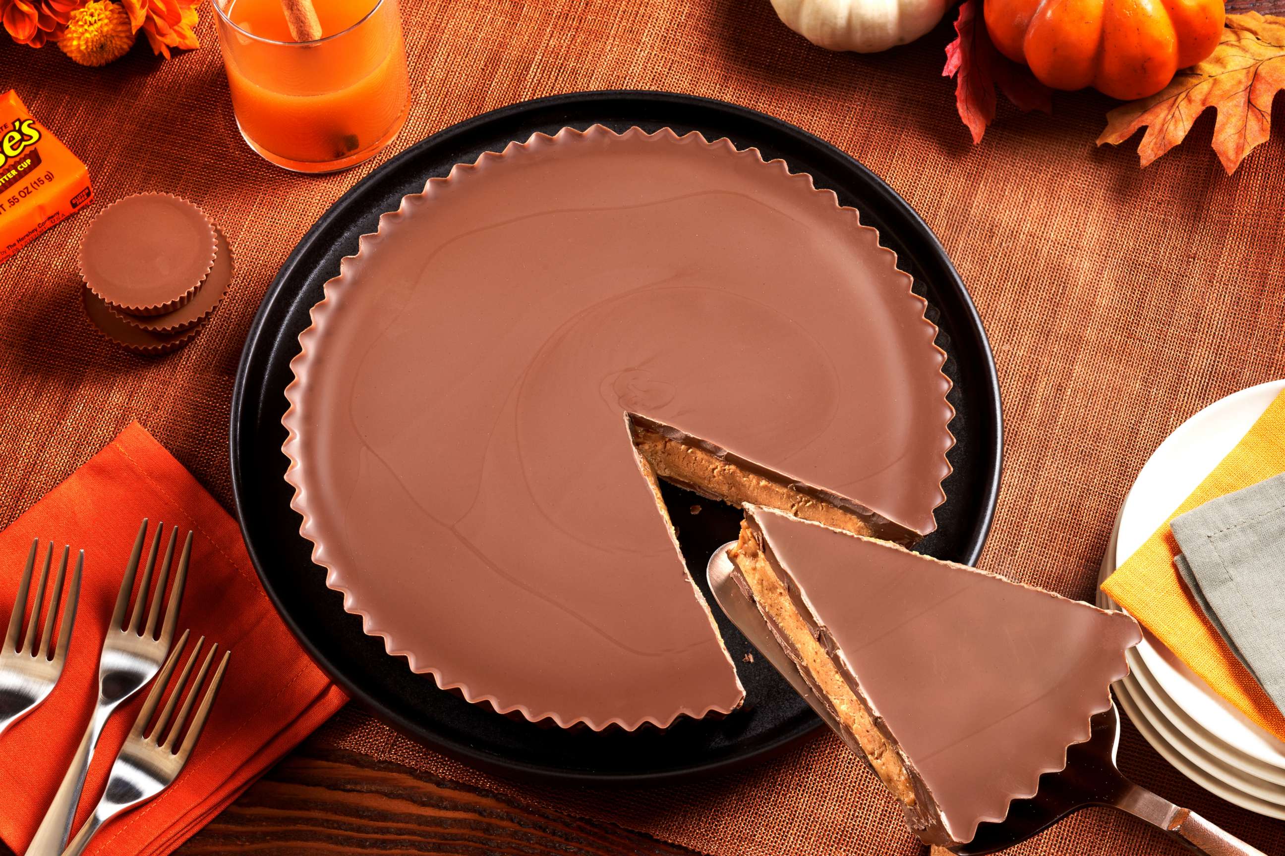 PHOTO: Reese's peanut butter cup in a pie pan. 