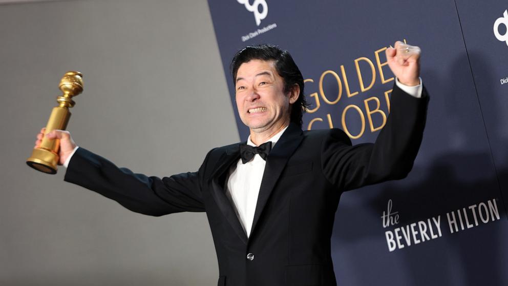 PHOTO: Tadanobu Asano, winner of the Best Performance by a Male Actor in a Supporting Role on Television for "Shogun" poses in the press room during the 82nd Annual Golden Globe Awards, Jan. 5, 2025, in Beverly Hills, Calif.  