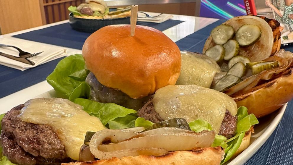 PHOTO: Besties Tamron Hall and Lish Steiling drop by 'GMA3' to talk about their new cookbook and cook up a delicious burger.