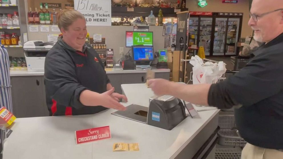 PHOTO: Tanya Stokes, a cashier at Wayne's Foods Plus, in Luck, Wisconsin.