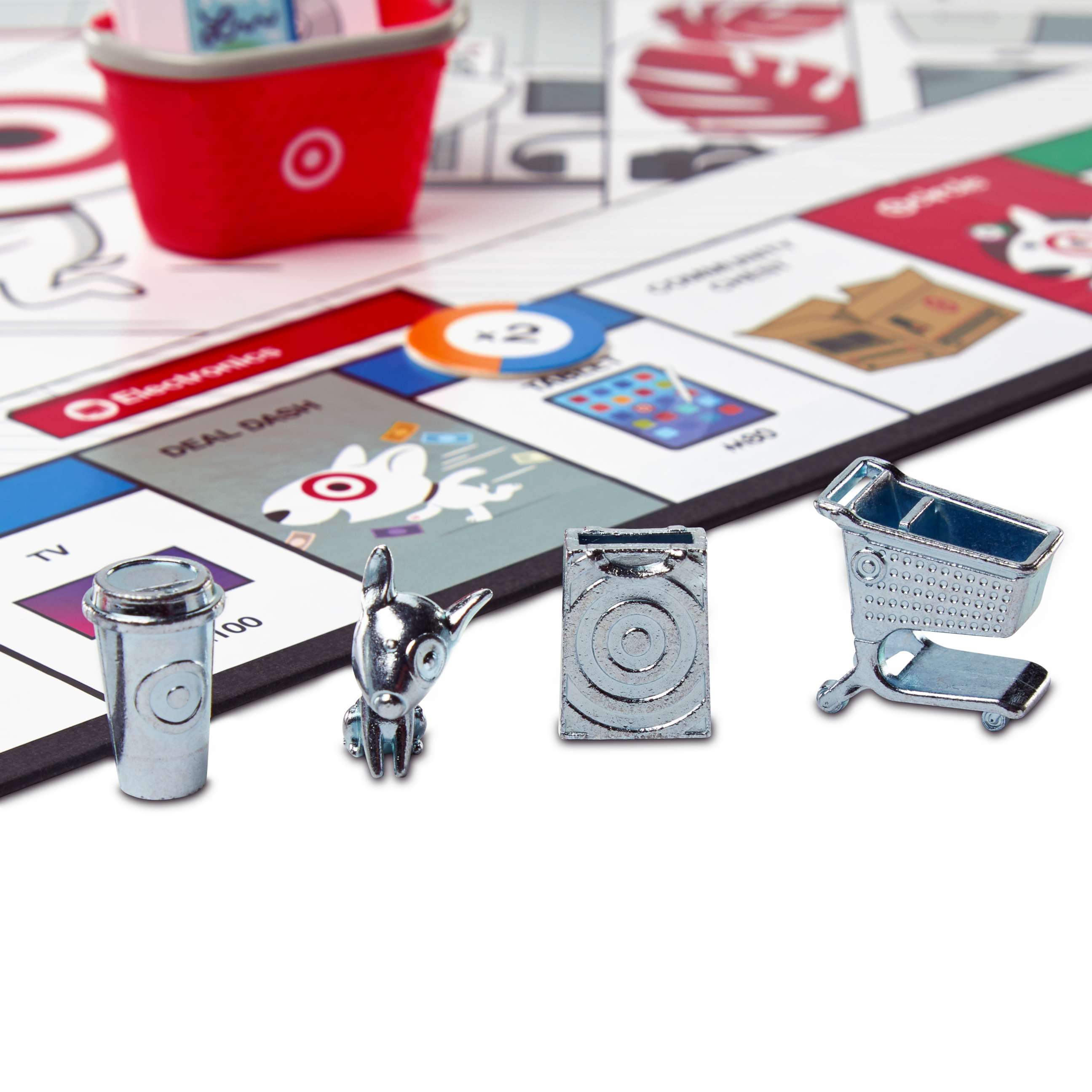 PHOTO: Pieces from Monopoly: Target Edition include a shopping bag and cart.