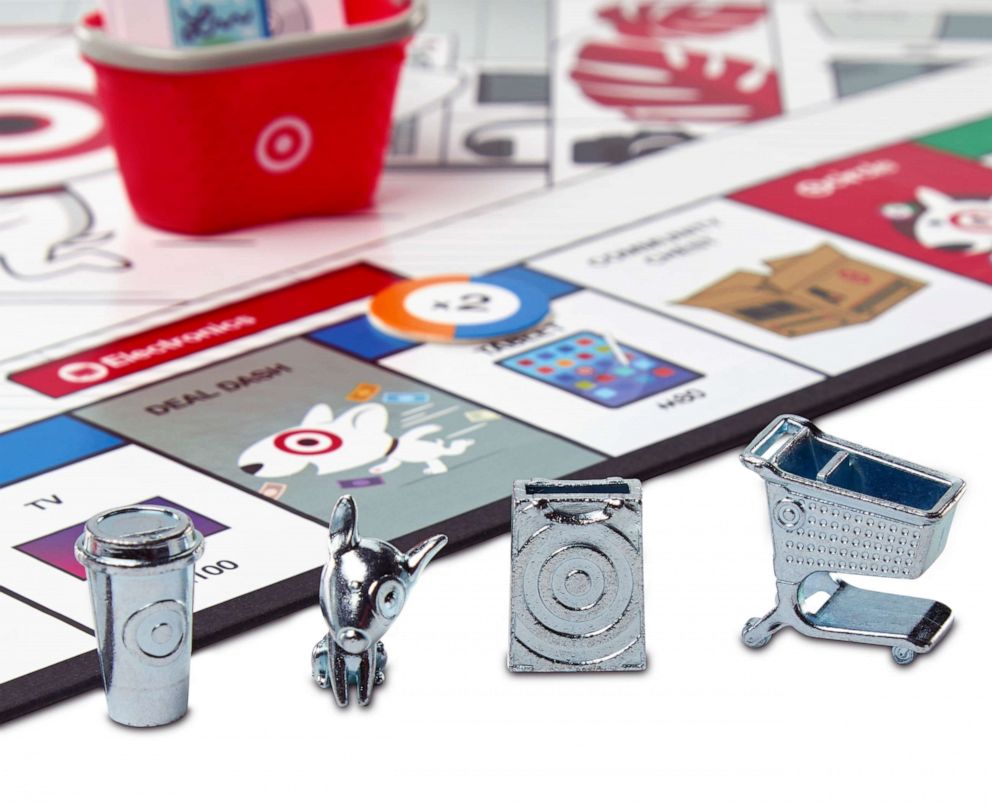 PHOTO: Pieces from Monopoly: Target Edition include a shopping bag and cart.