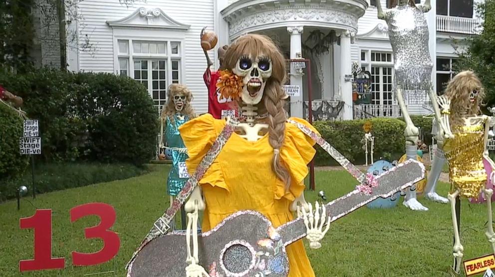 PHOTO: Louellen Berger decorated her New Orleans home with Taylor Swift-themed giant skeletons for Halloween.