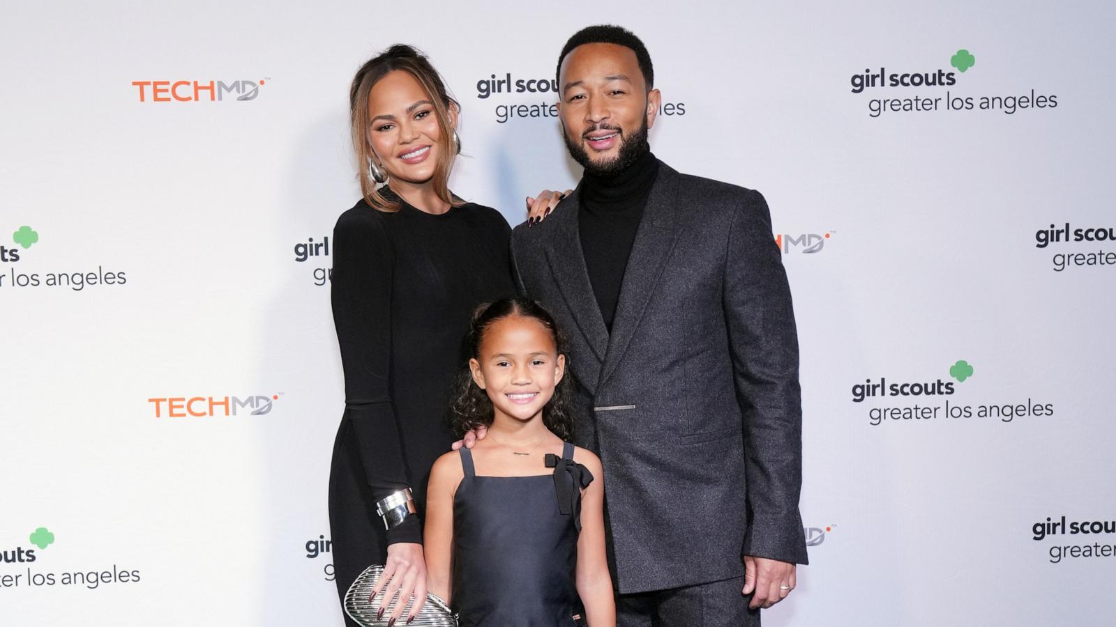 PHOTO: Chrissy Teigen, Luna Stephens, and John Legend attend as Girl Scouts of Greater Los Angeles Honor Chrissy Teigen with the Changemaker Award at Skirball Cultural Center on Nov. 9, 2024 in Los Angeles.