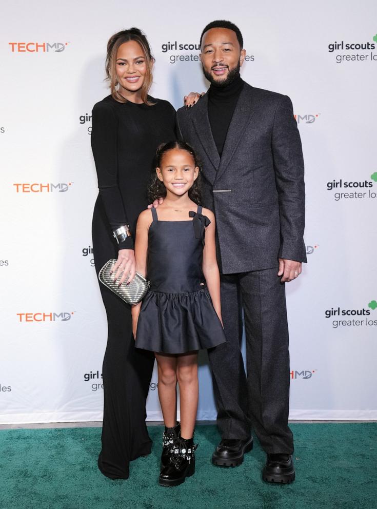 PHOTO: Chrissy Teigen, Luna Stephens, and John Legend attend as Girl Scouts of Greater Los Angeles Honor Chrissy Teigen with the Changemaker Award at Skirball Cultural Center on Nov. 9, 2024 in Los Angeles.