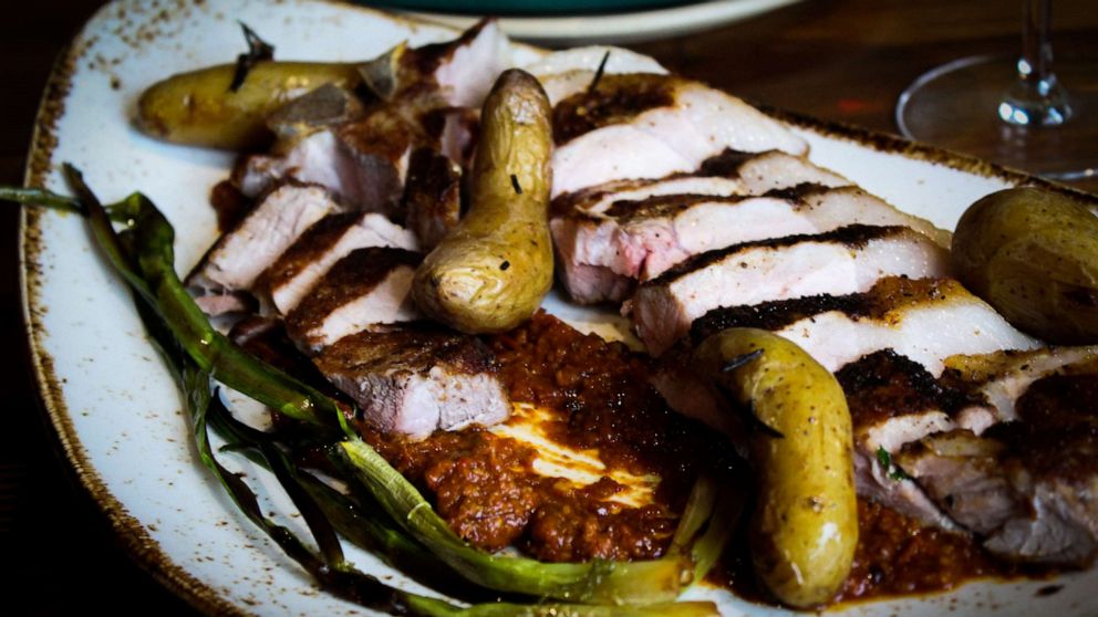 PHOTO: Pork with potatoes and vegetables.