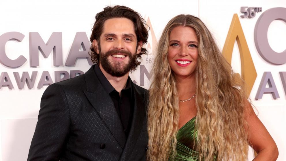 PHOTO: In this Nov. 9, 2022, file photo, Thomas Rhett and Lauren Akins attend The 56th Annual CMA Awards in Nashville, Tenn.