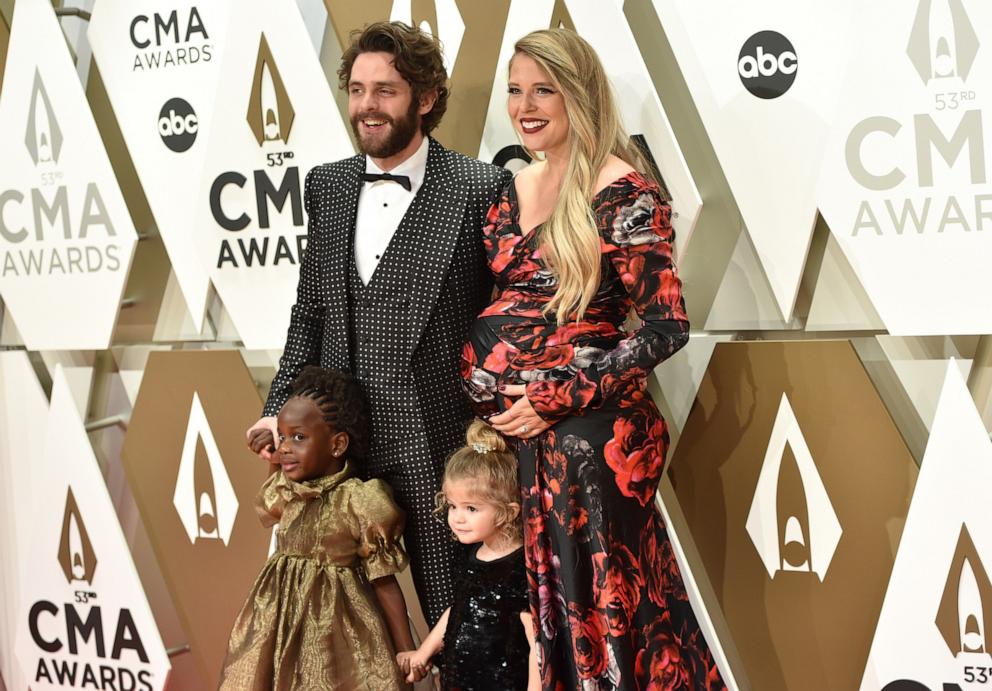 PHOTO: Willa Gray Akins, Thomas Rhett, Ada James Akins and Lauren Akins attend the 53rd annual CMA Awards in Nashville, TN, Nov. 13, 2019.