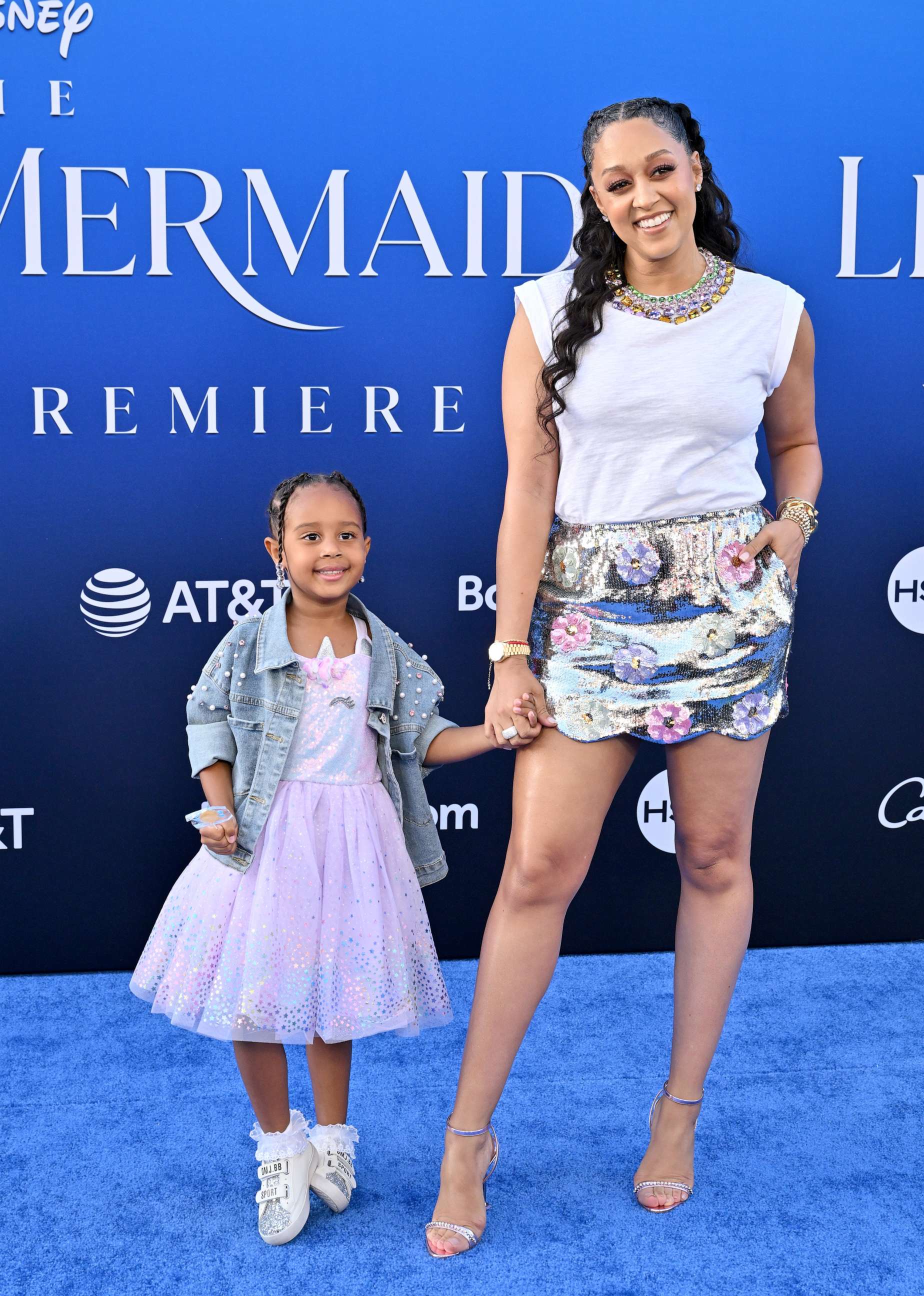 PHOTO: Cairo Tiahna Hardrict and Tia Mowry attend the World Premiere of Disney's "The Little Mermaid" May 8, 2023, in Hollywood, Calif.