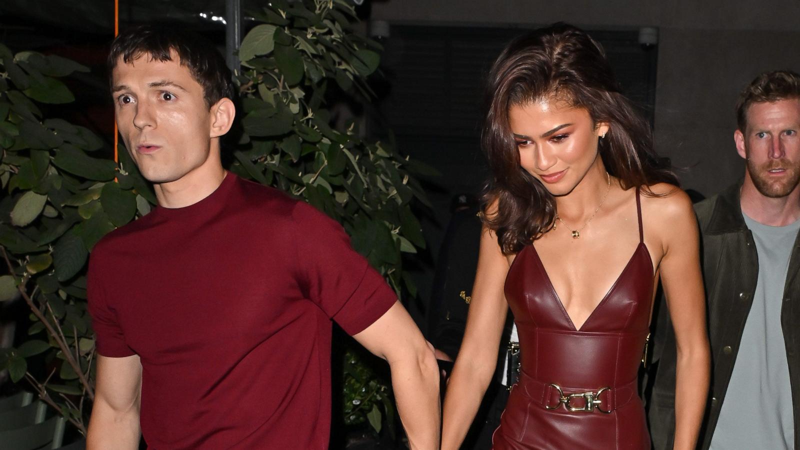 PHOTO: Tom Holland and Zendaya are seen leaving the Corner Bar in New York City, Oct. 24, 2024.