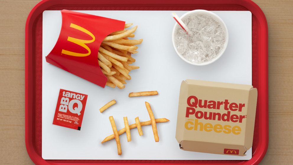 PHOTO: The Travis Scott meal with a quarter pounder Travis style, a medium french fry and a Sprite is available now at participating McDonald's.