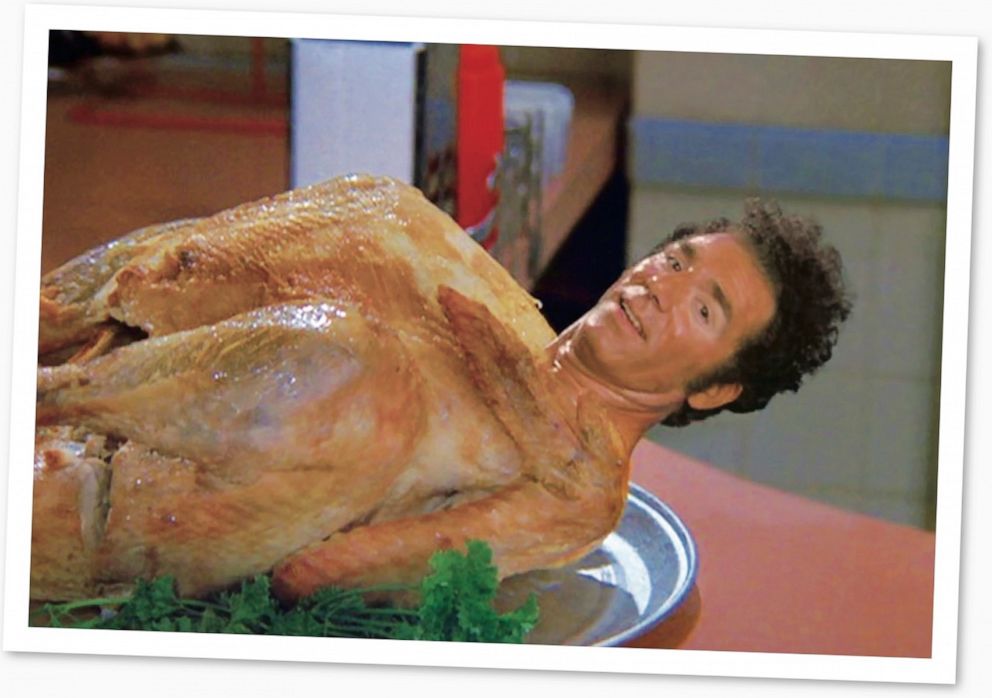 PHOTO: A scene from "Seinfeld" when Kramer looked like a turkey.