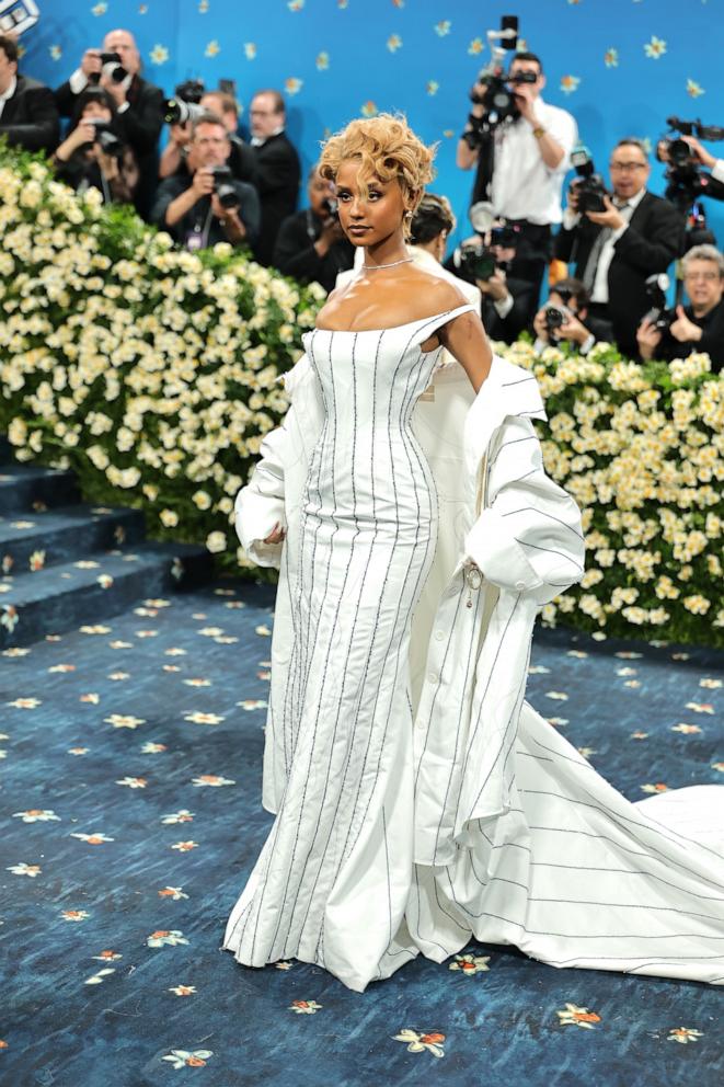 Tyla attends the 2025 Met Gala Celebrating "Superfine: Tailoring Black Style" on May 05, 2025 in New York City.