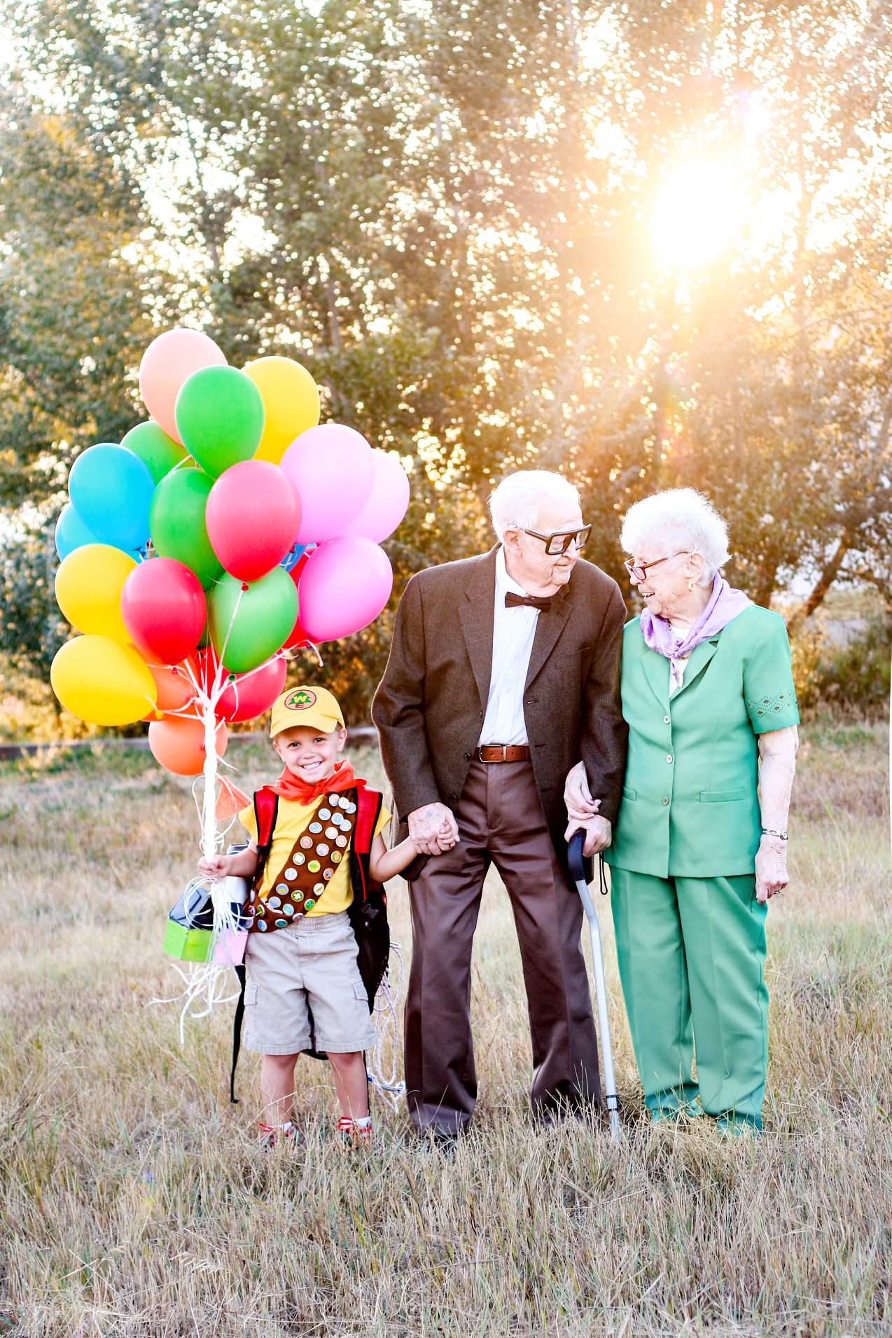 PHOTO: 5-year-old Elijah Perman poses next to his great-grandpa Richard and great-grandma Caroline in an 'Up'-themed photoshoot. 