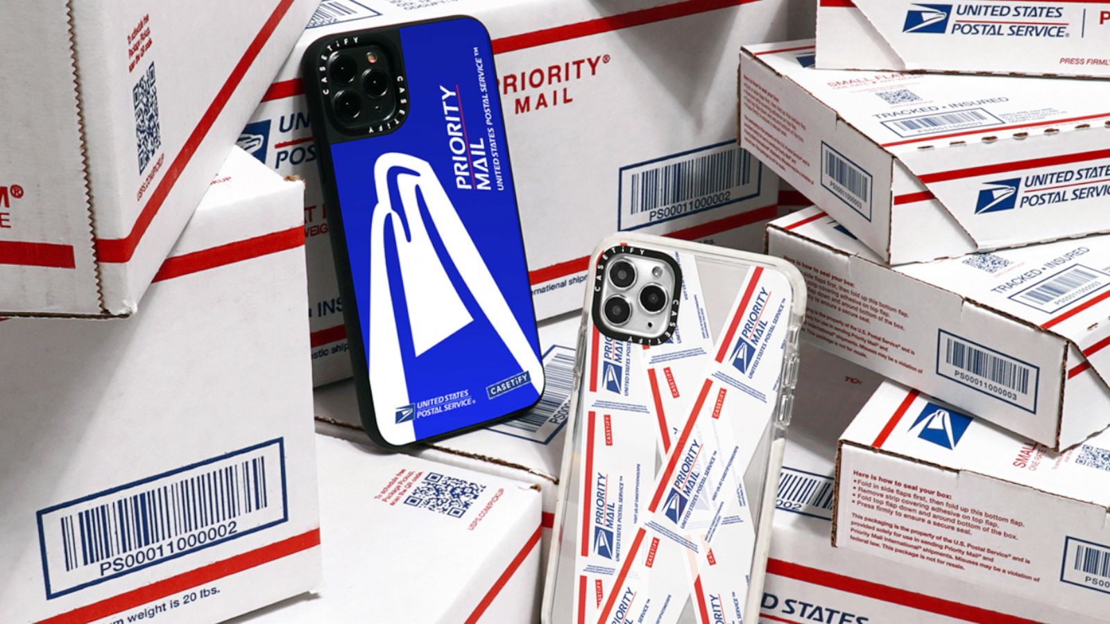 PHOTO: Accessories from the USPS x CASETiFY collection feature designs symbolizing postal pride, with an array of licensed artwork depicting stamps, packaging, logos and more to represent the USPS journey.