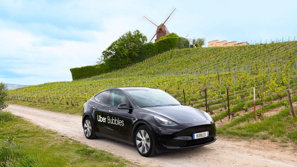 PHOTO: One of the Uber Bubbles Tesla ride shares in France.