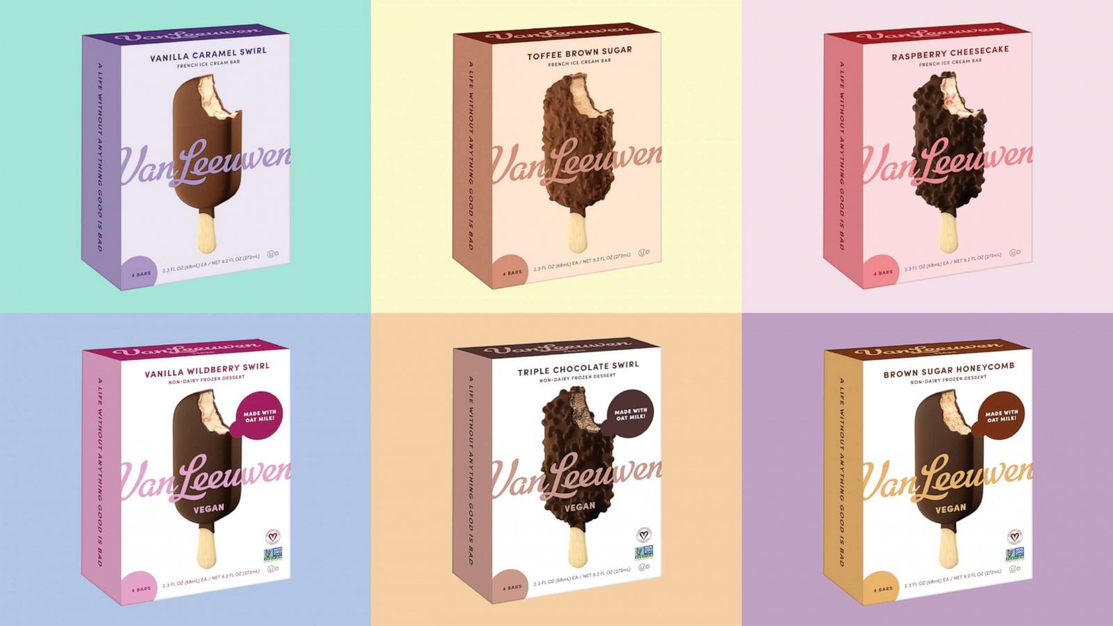 PHOTO: Van Leeuwen now makes 6 premium ice cream bars.