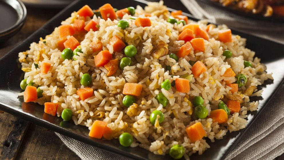 Healthy Homemade Fried Rice with Carrots and Peas