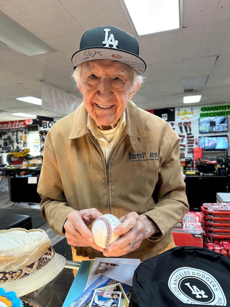 PHOTO: After hearing about his story through Jenelle’s TikTok, a fan sent L.A. Dodgers gear to Donald, including a signed baseball cap and signed baseball.