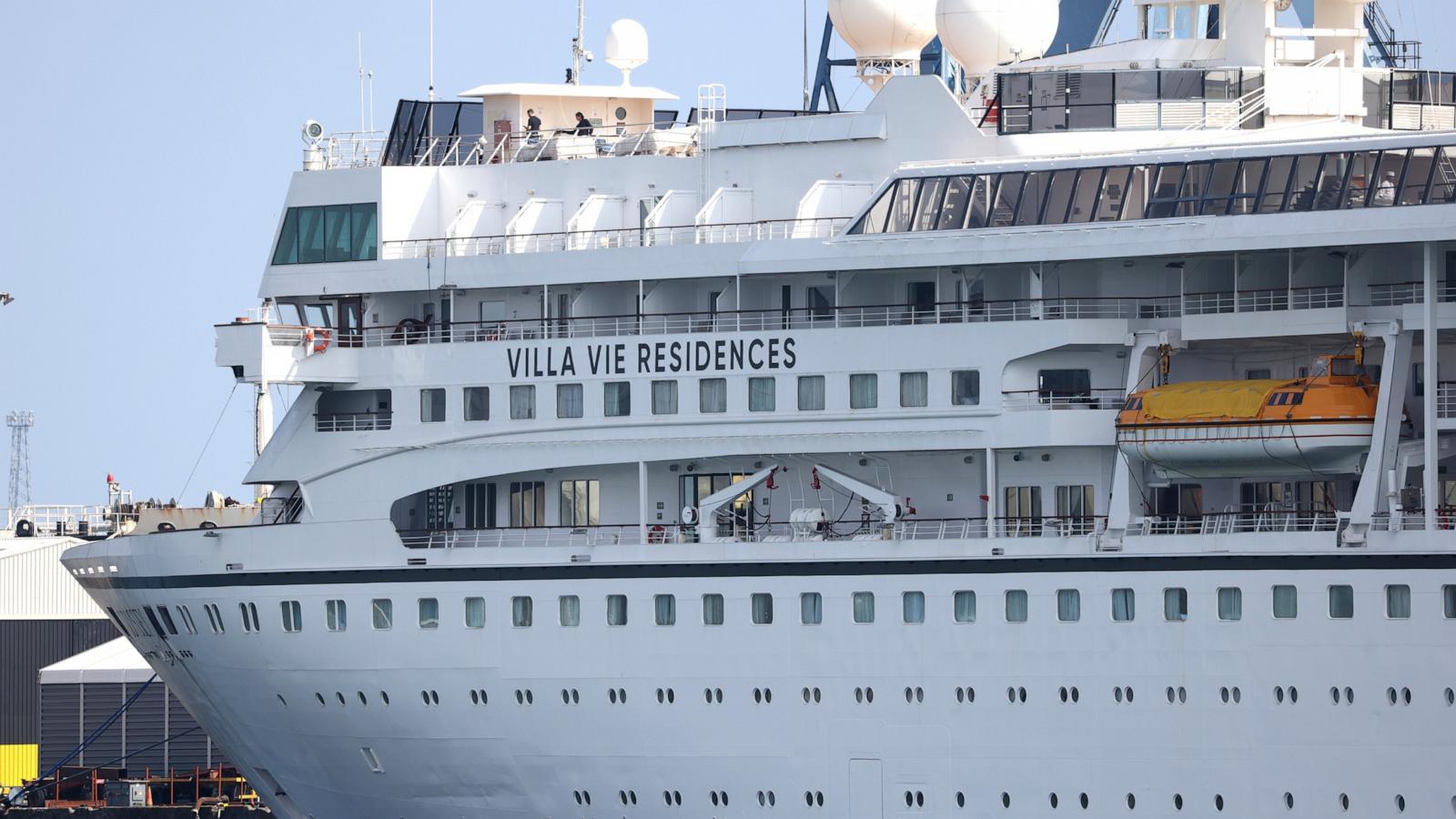 PHOTO: The Odyssey, a U.S. cruise liner operated by Villa Vie Residences docked at Harland & Wolf ship repair facility in Belfast Harbour, Northern Ireland, Aug. 30, 2024.