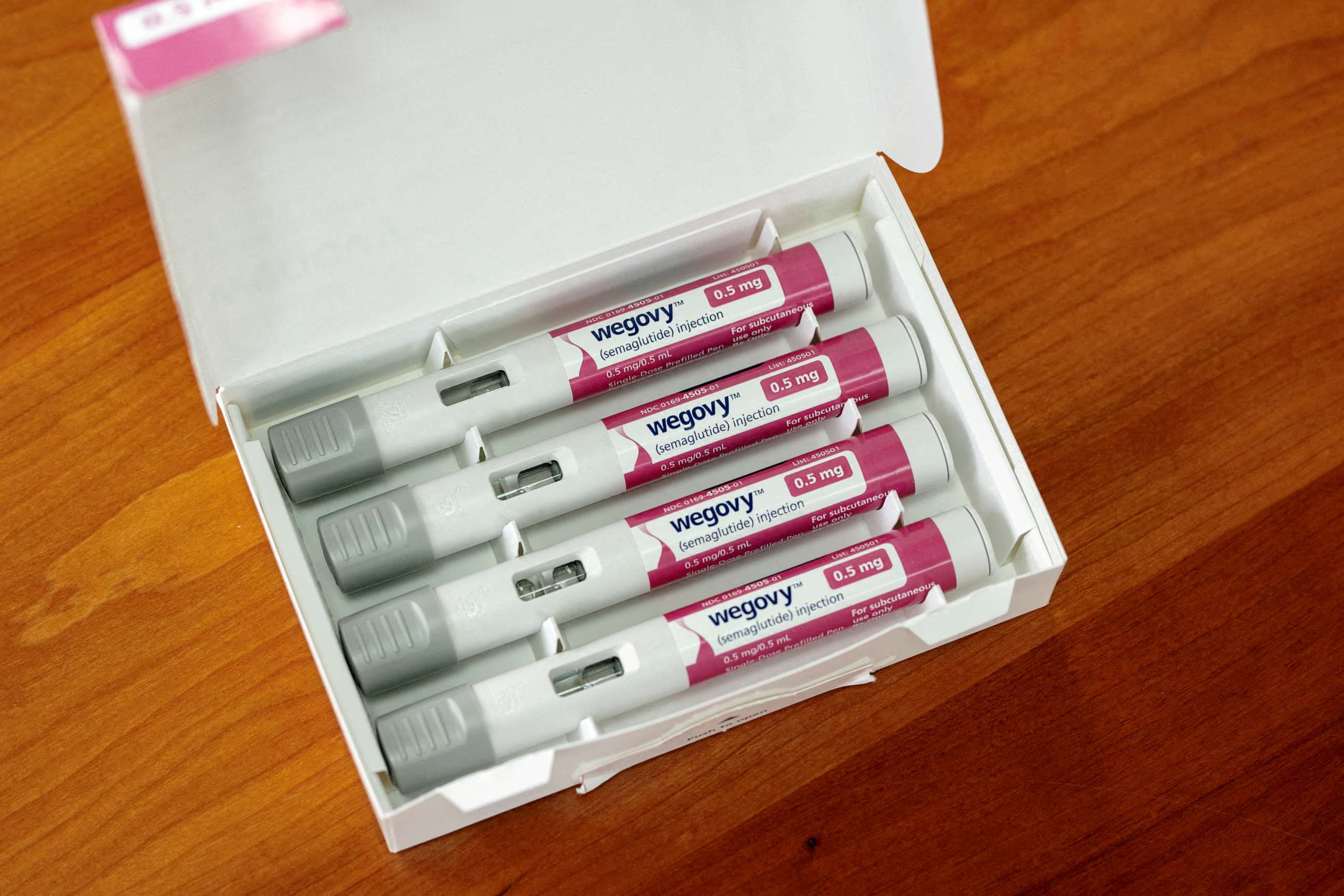 PHOTO: A selection of injector pens for the Wegovy weight loss drug in Chicago, Mar. 31, 2023.