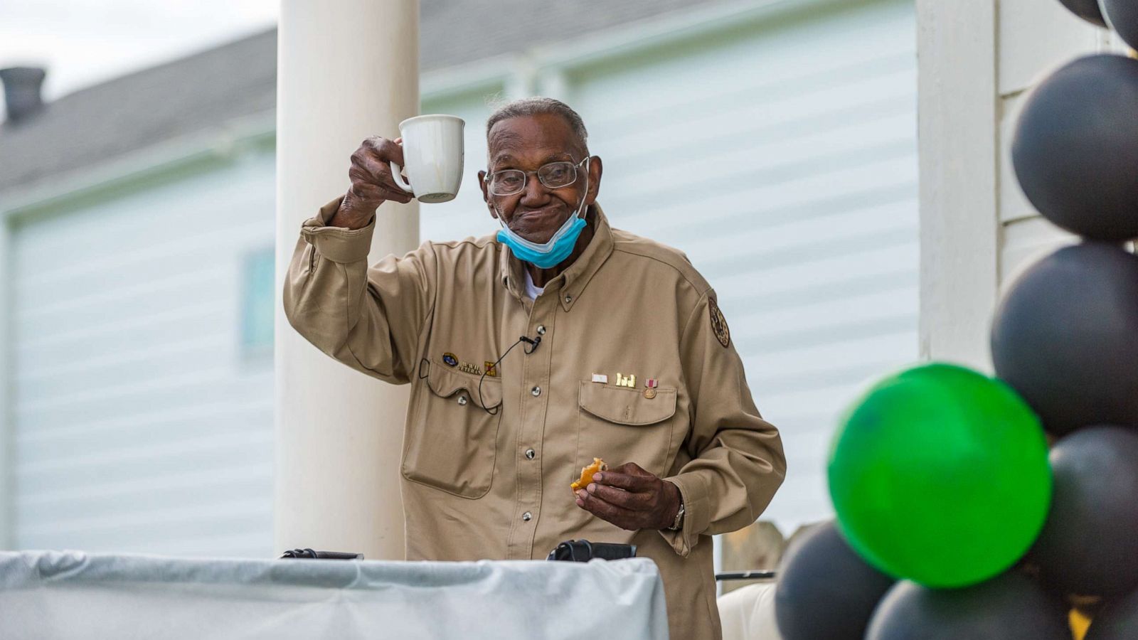 PHOTO: World War II veteran Lawrence Brooks was honored at his home for his 111th birthday.