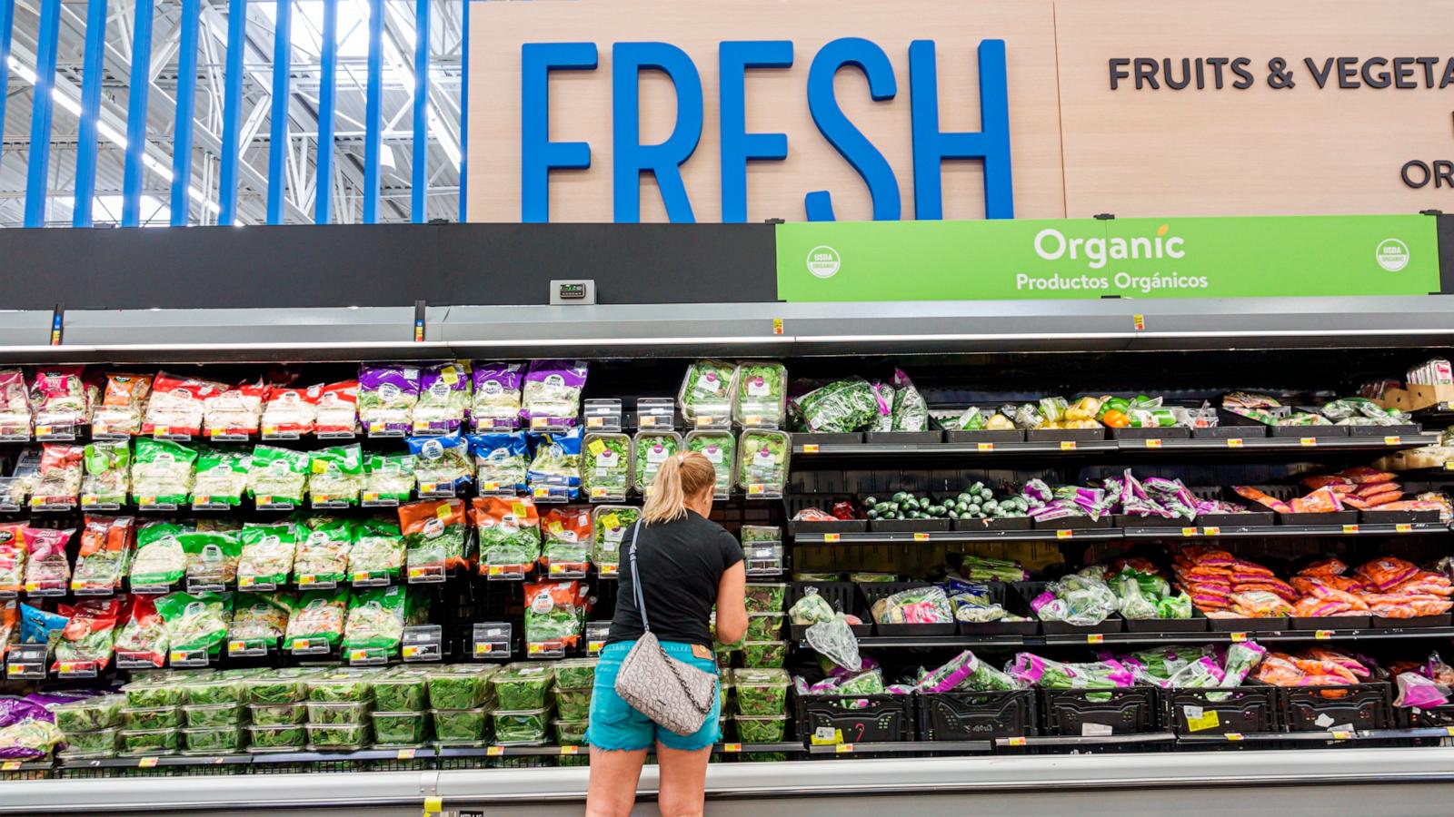 PHOTO: A customer shops in the fresh produce aisle in a Walmart Supercenter in Miami, Florida.