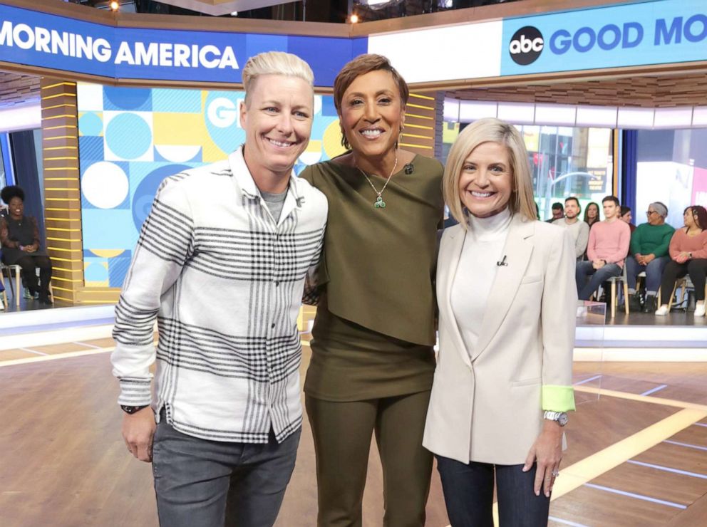 PHOTO: Abby Wambach, Robin Roberts and Glennon Doyle on "Good Morning America," March 9, 2020.