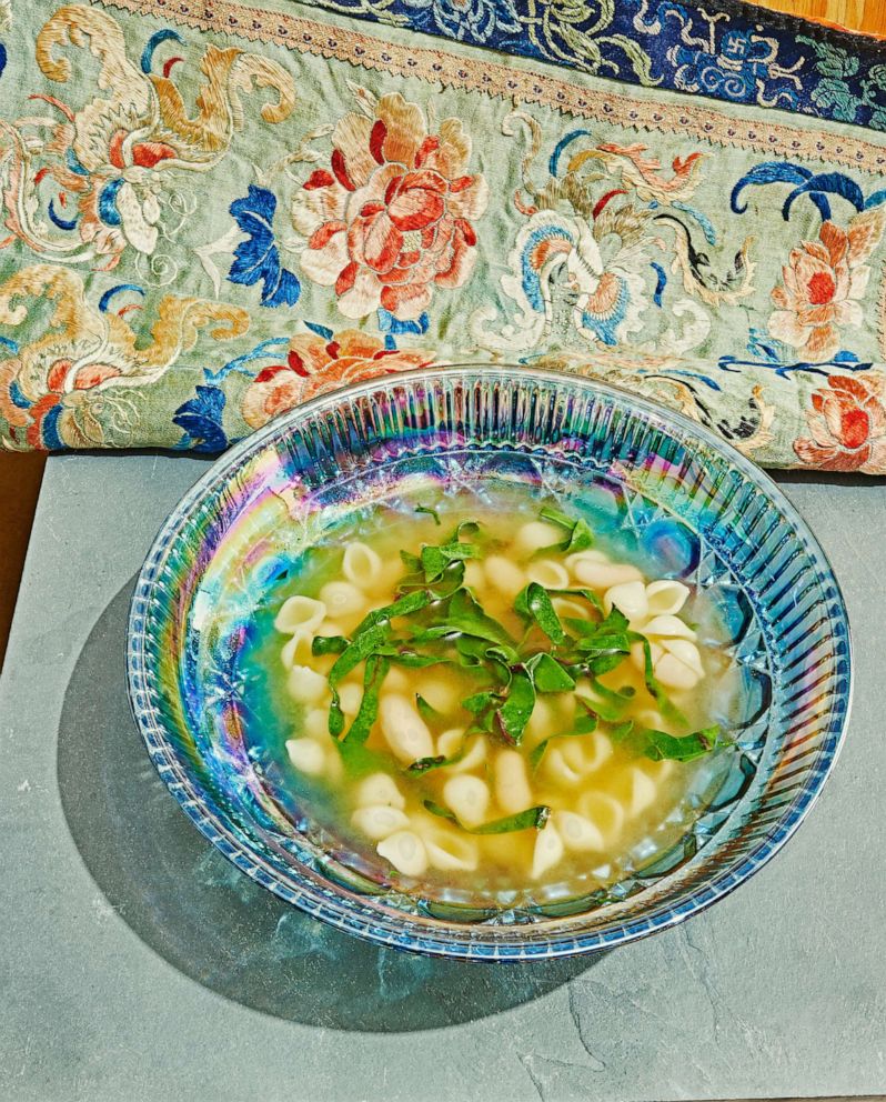 PHOTO: Parmesan broth with greens, beans and pasta from the "Waste Not" cookbook.