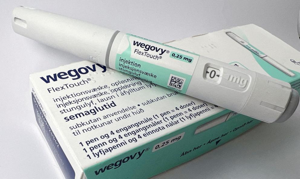 PHOTO: A 0.25 mg injection pen of Novo Nordisk's weight-loss drug Wegovy is shown in this photo illustration in Oslo, Norway, Sept. 1, 2023.