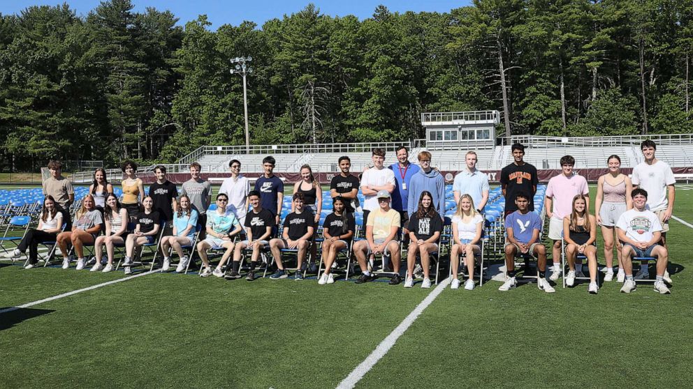 PHOTO: The graduating class of 2023 at Westford Academy in Massachusetts included 16 sets of twins and one set of triplets.