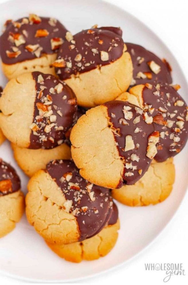 PHOTO: Coconut flour cookies dipped in chocolate.