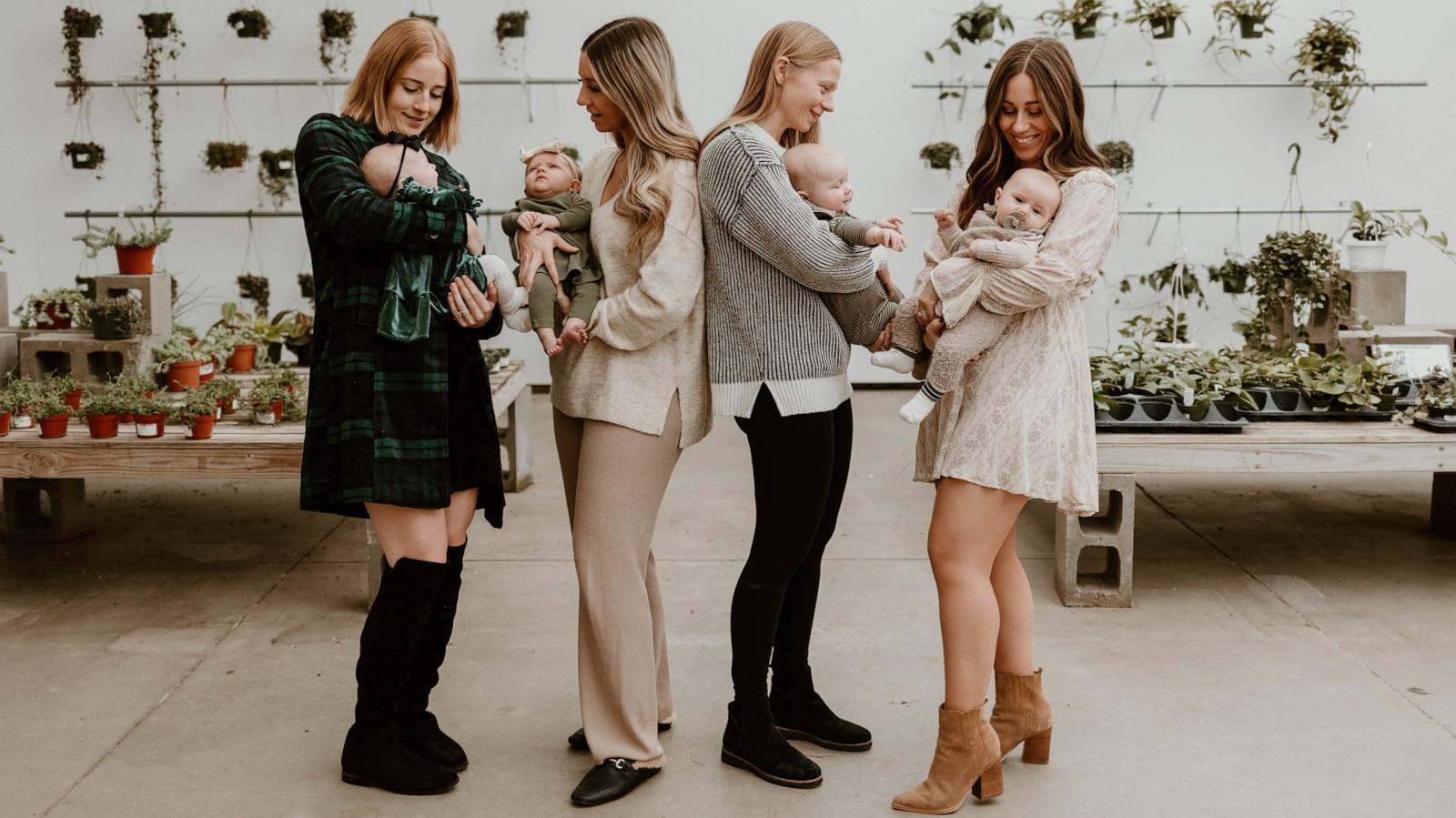 PHOTO: Sisters Jaden Lortz, Jena Primsky, Jordan Sutton, and Jessica Hanna say it has been fun to go outside with all of their babies together.