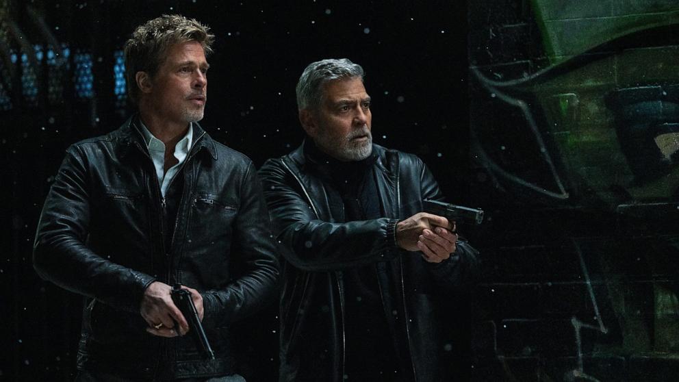 PHOTO: Brad Pitt and George Clooney in "Wolfs," 2024.