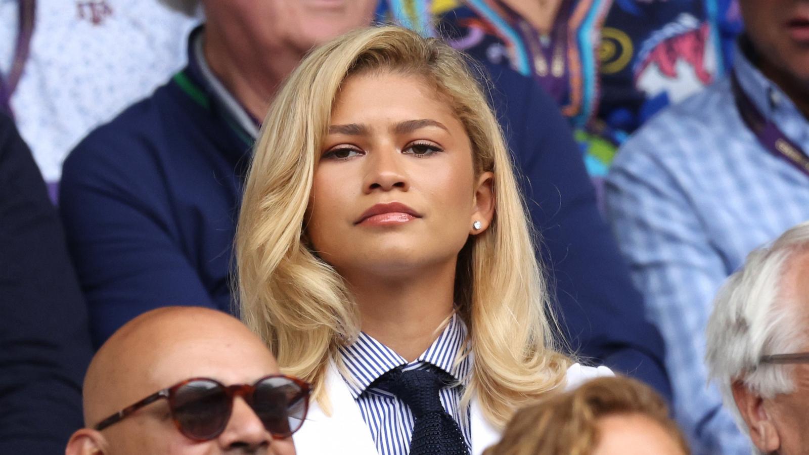 PHOTO: Zendaya looks on during the Gentlemen's Singles Final between Novak Djokovic of Serbia and Carlos Alcaraz of Spain during day fourteen of The Championships Wimbledon 2024 in London, July 14, 2024.