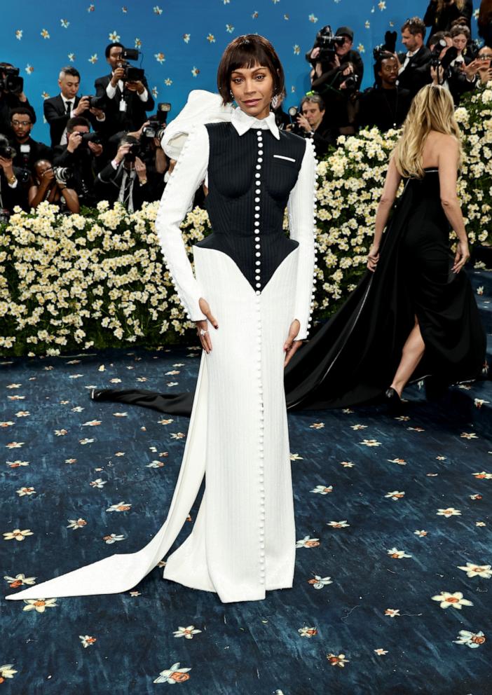 Zoe Saldana attends the 2025 Met Gala Celebrating "Superfine: Tailoring Black Style" on May 05, 2025 in New York City.