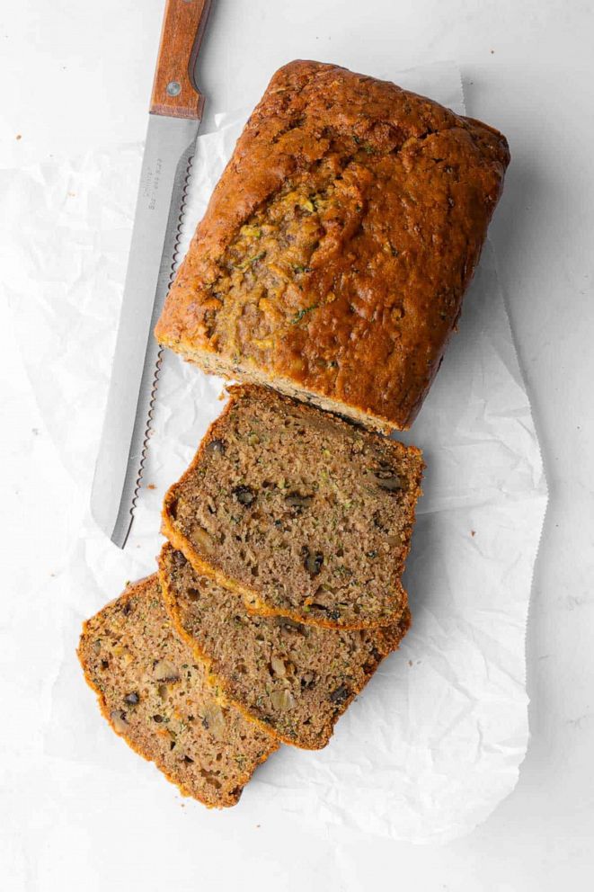 PHOTO: Sliced homemade zucchini bread.