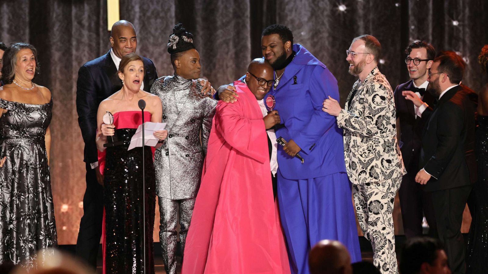 PHOTO: Barbara Whitman, Michael R. Jackson, Jaquel Spivey, and the cast and crew accept the award for Best Musical for "A Strange Loop" onstage at the 75th Annual Tony Awards at Radio City Music Hall, June 12, 2022, in New York City.