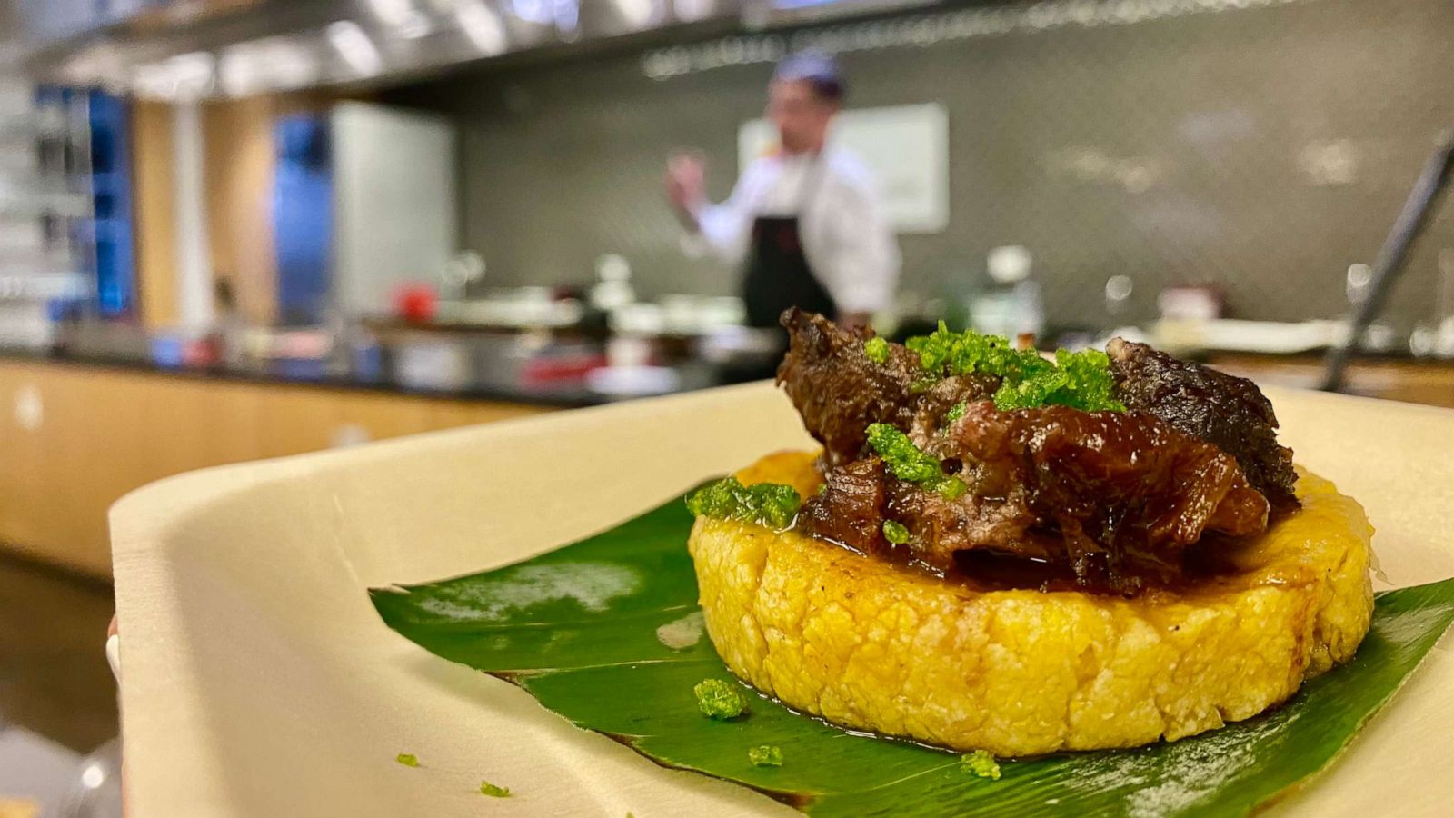 PHOTO: Chef Aarón Sánchez made braised beef cheek sopes at the Institute of Culinary Education.